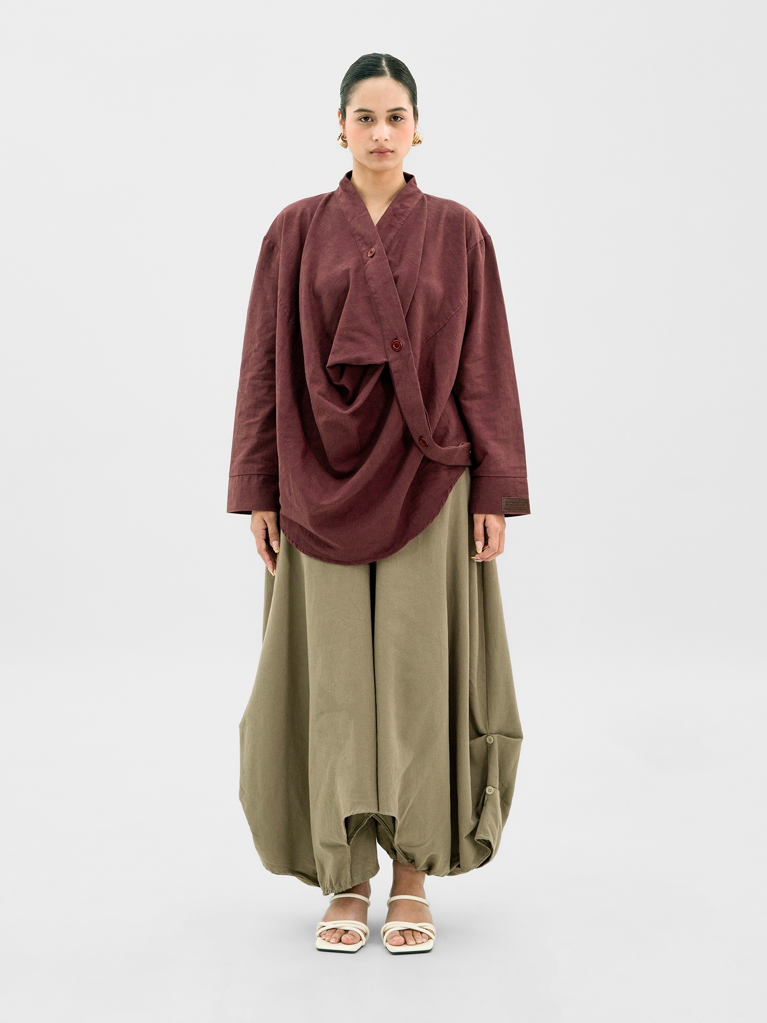 Drapery Collar Blouse (Long Sleeve)