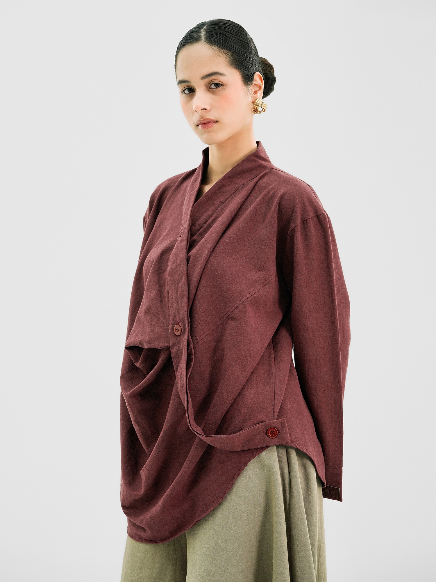 Drapery Collar Blouse (Long Sleeve)
