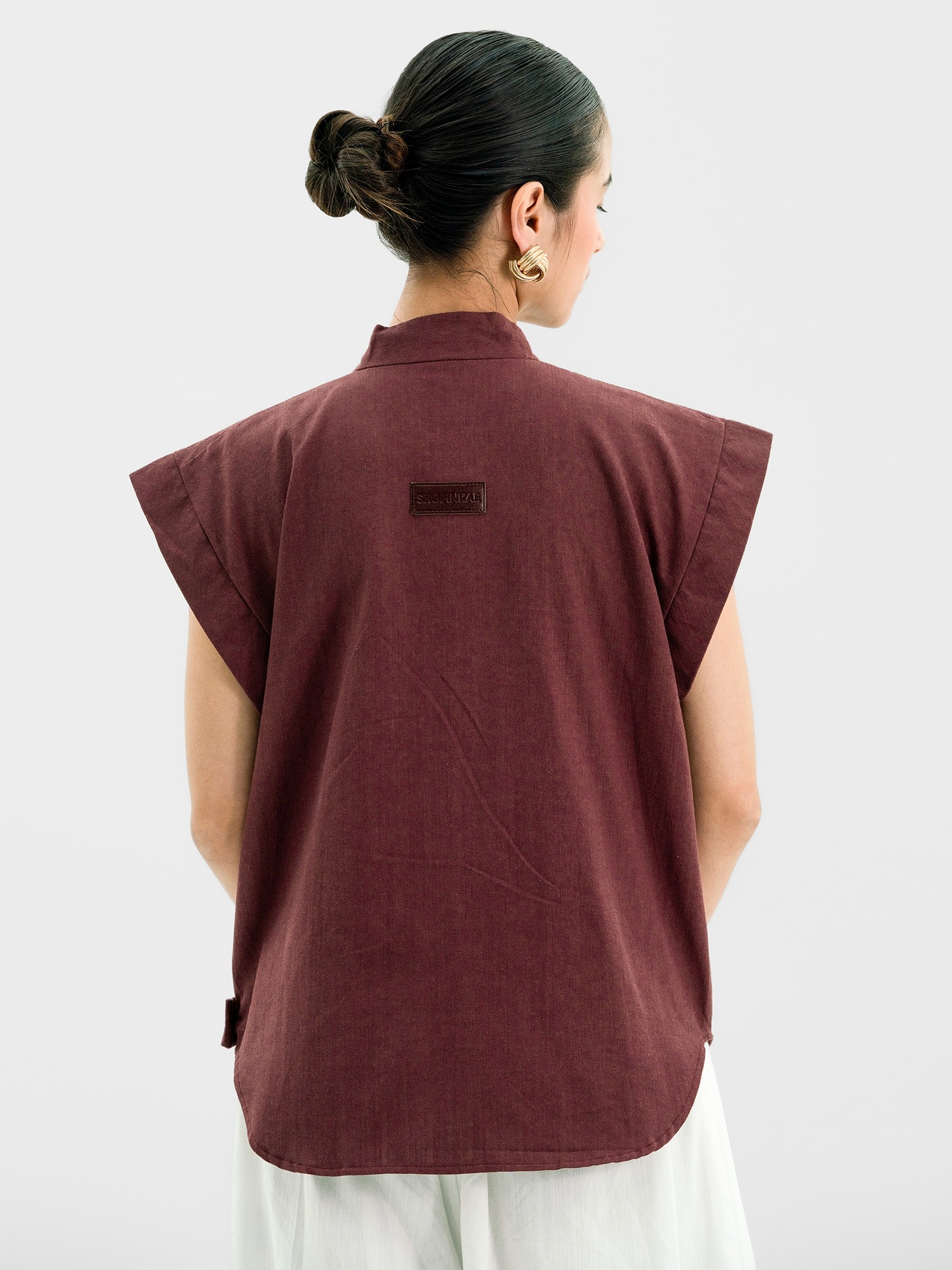 Drapery Collar Blouse (Short Sleeve)