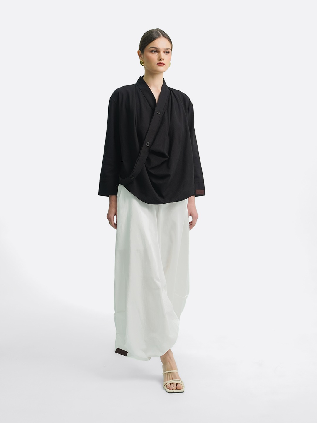 Drapery Collar Blouse (Long Sleeve)