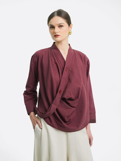 Drapery Collar Blouse (Long Sleeve)