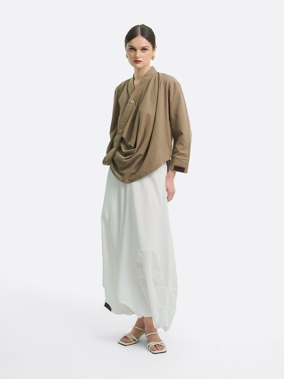 Drapery Collar Blouse (Long Sleeve)