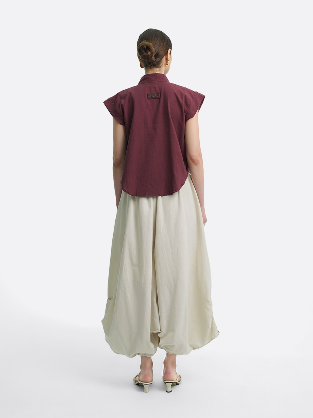 Drapery Collar Blouse (Short Sleeve)