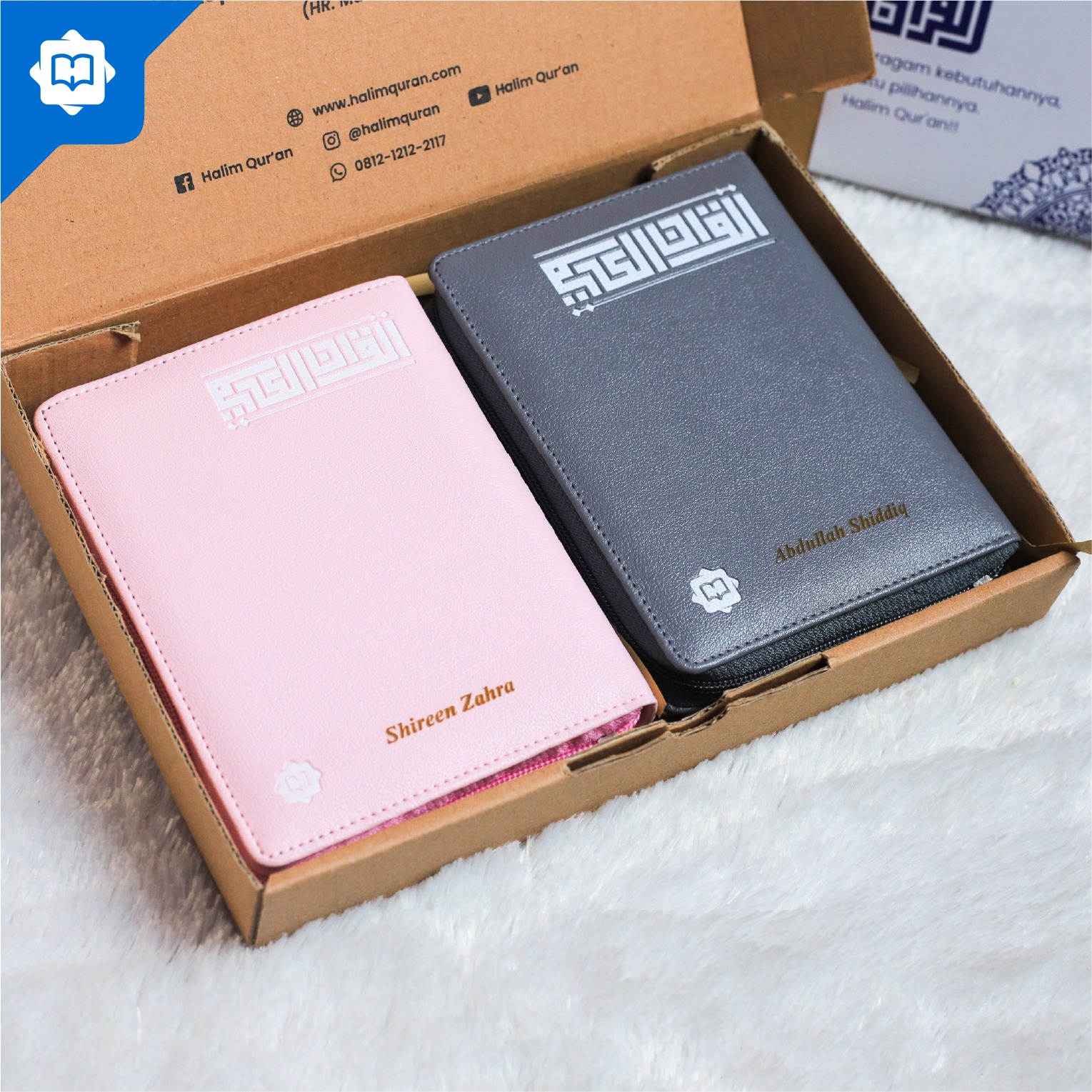 Bundling Mushaf Al Quran Terjemah Al Halim A6 Pocket 2 pcs Box Exclusive Free Custom Nama