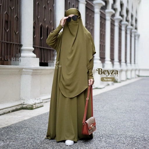 Image of Hijab Almuizz - Beyza Abaya Marza Dress Gamis Polos Syari Outfit Umroh Haji (ABAYA ONLY)