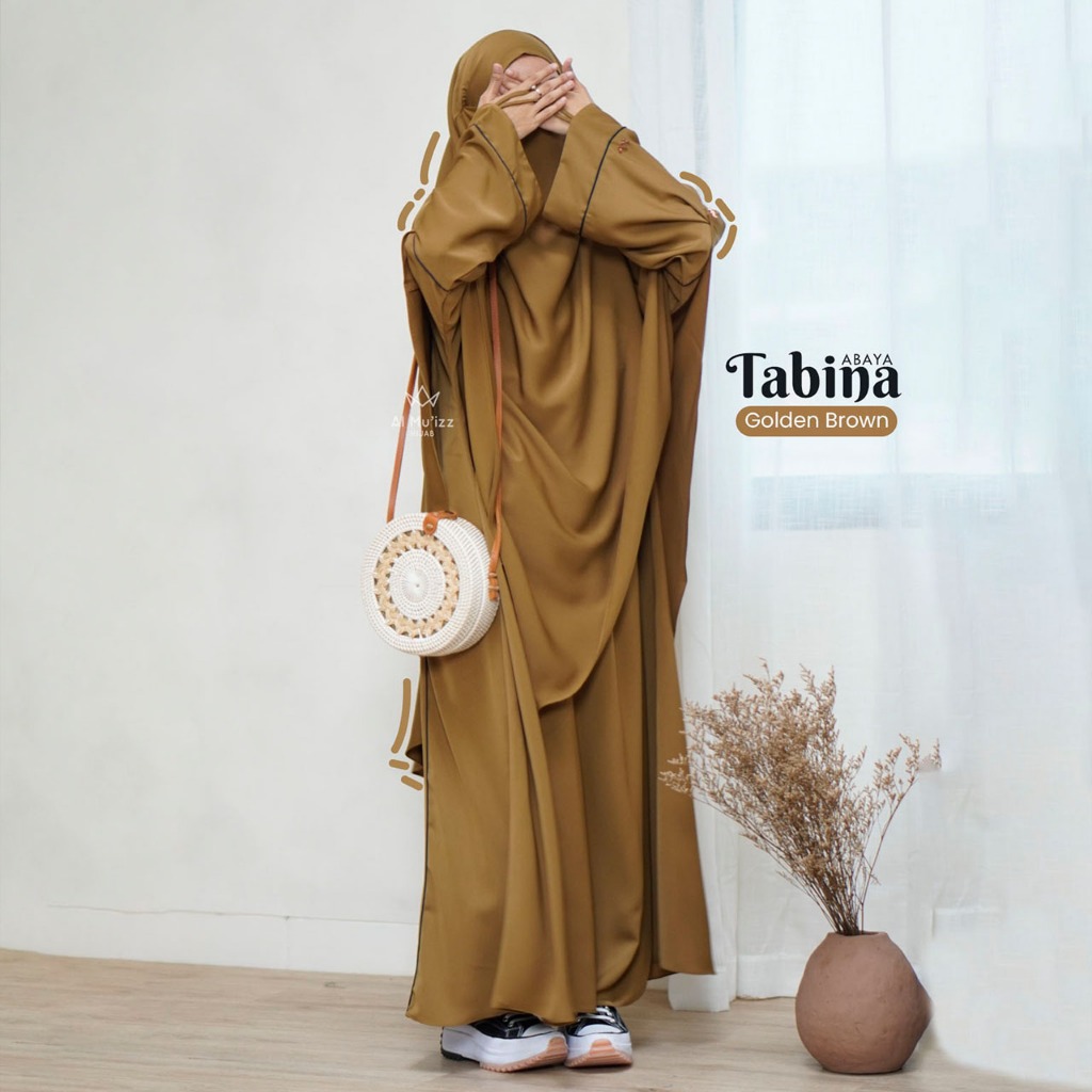 Hijab Almuizz - Tabina Abaya Dress Gamis Polos Syari Outfit Umroh Haji (ABAYA ONLY)