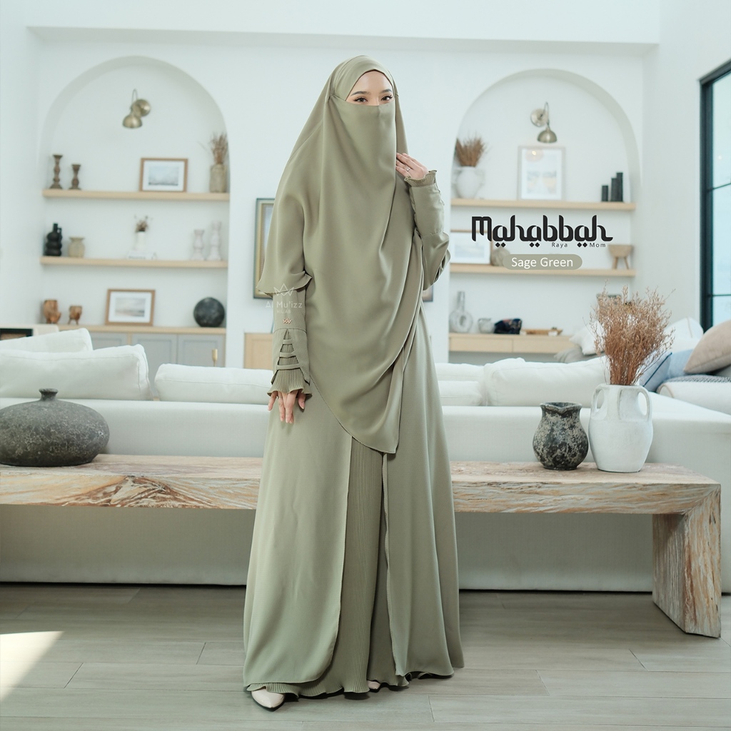 Hijab Almuizz - Mahabbah Mom Abaya Dress Gamis Polos Syari Outfit Umroh Haji (ABAYA ONLY)
