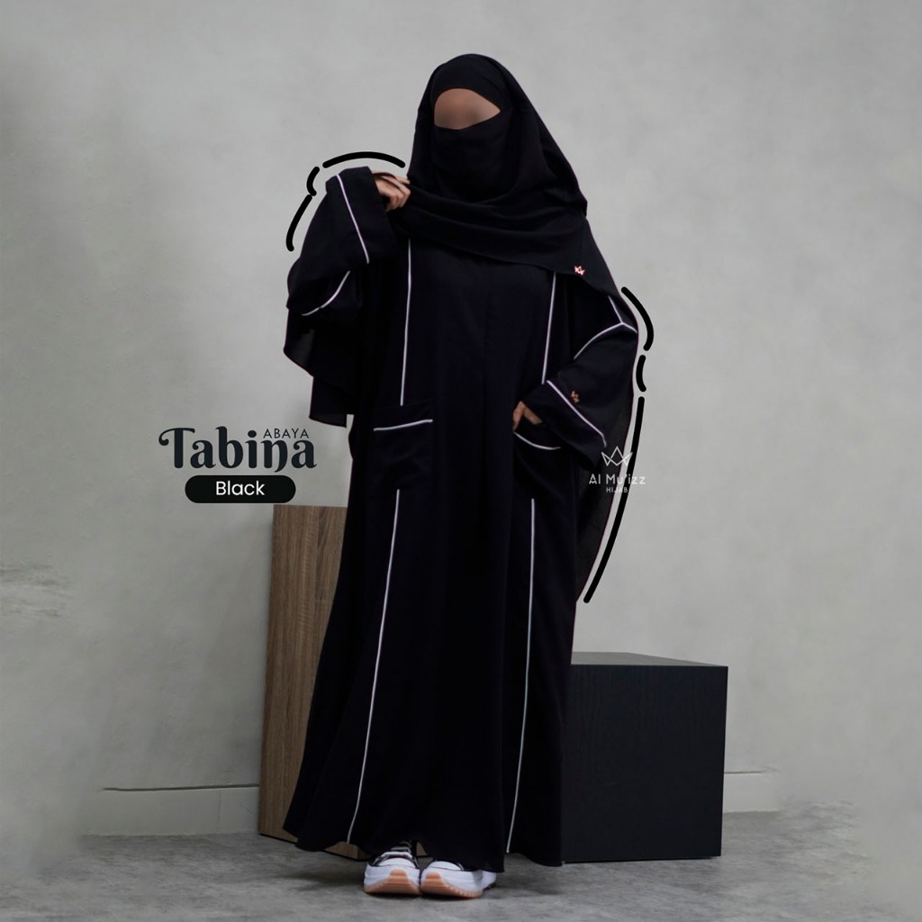 Hijab Almuizz - Tabina Abaya Dress Gamis Polos Syari Outfit Umroh Haji (ABAYA ONLY)