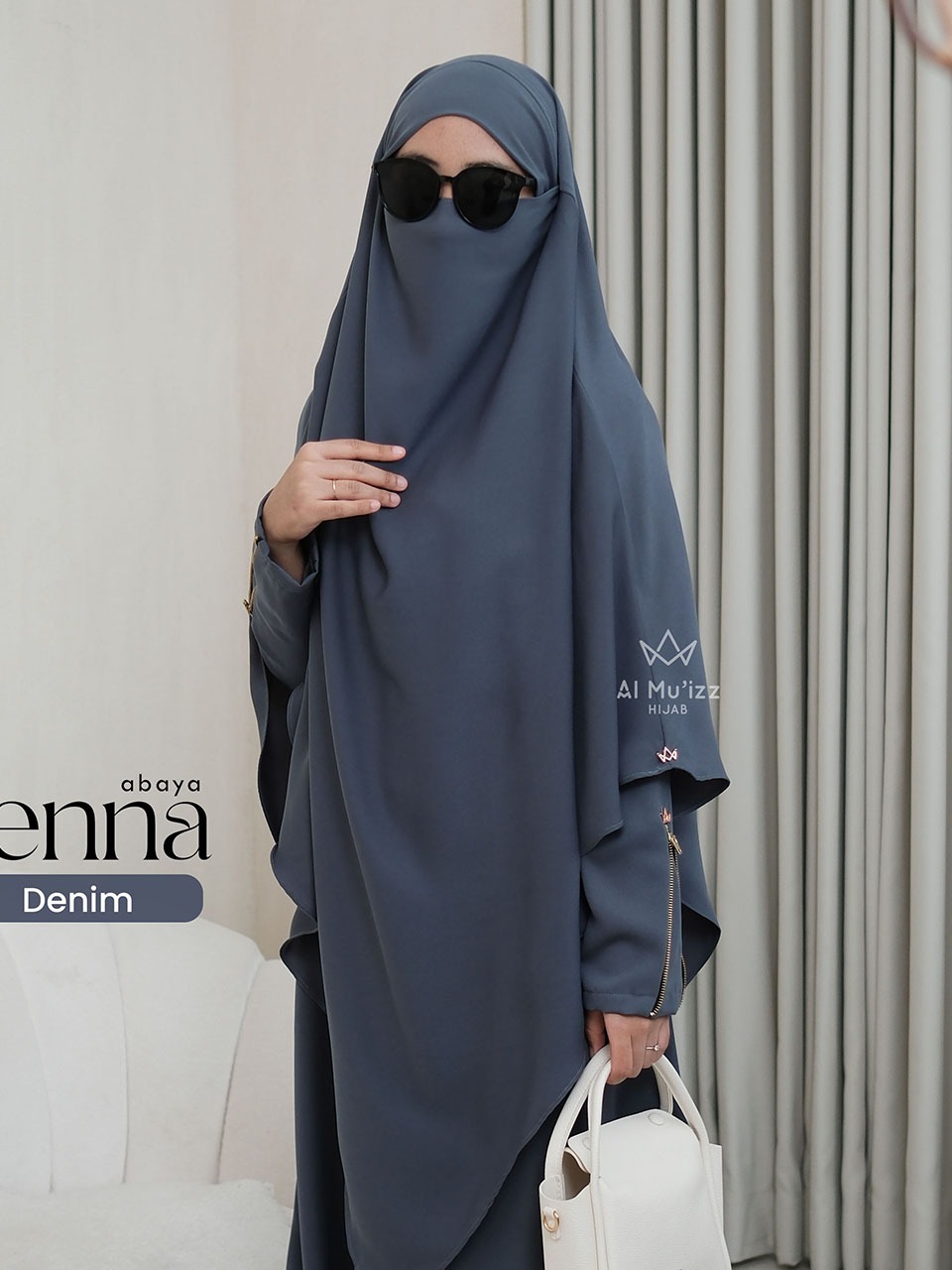 Hijab Almuizz - Jenna French Khimar Jumbo Hijab Instan Free Cadar