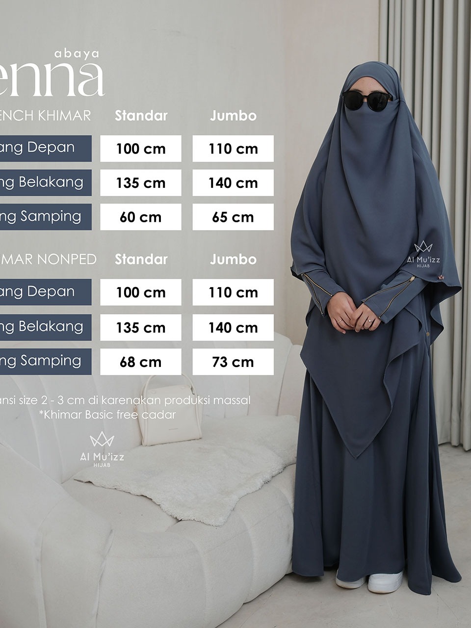 Hijab Almuizz - Jenna French Khimar Jumbo Hijab Instan Free Cadar