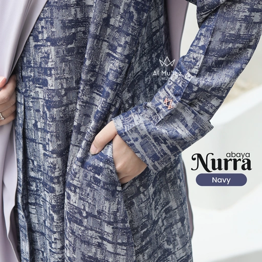 Image of Hijab Almuizz - Nurra Abaya Gamis Atasan Blouse Motif Abstrak Bahan Semi Natural Fabric (Abaya Only)