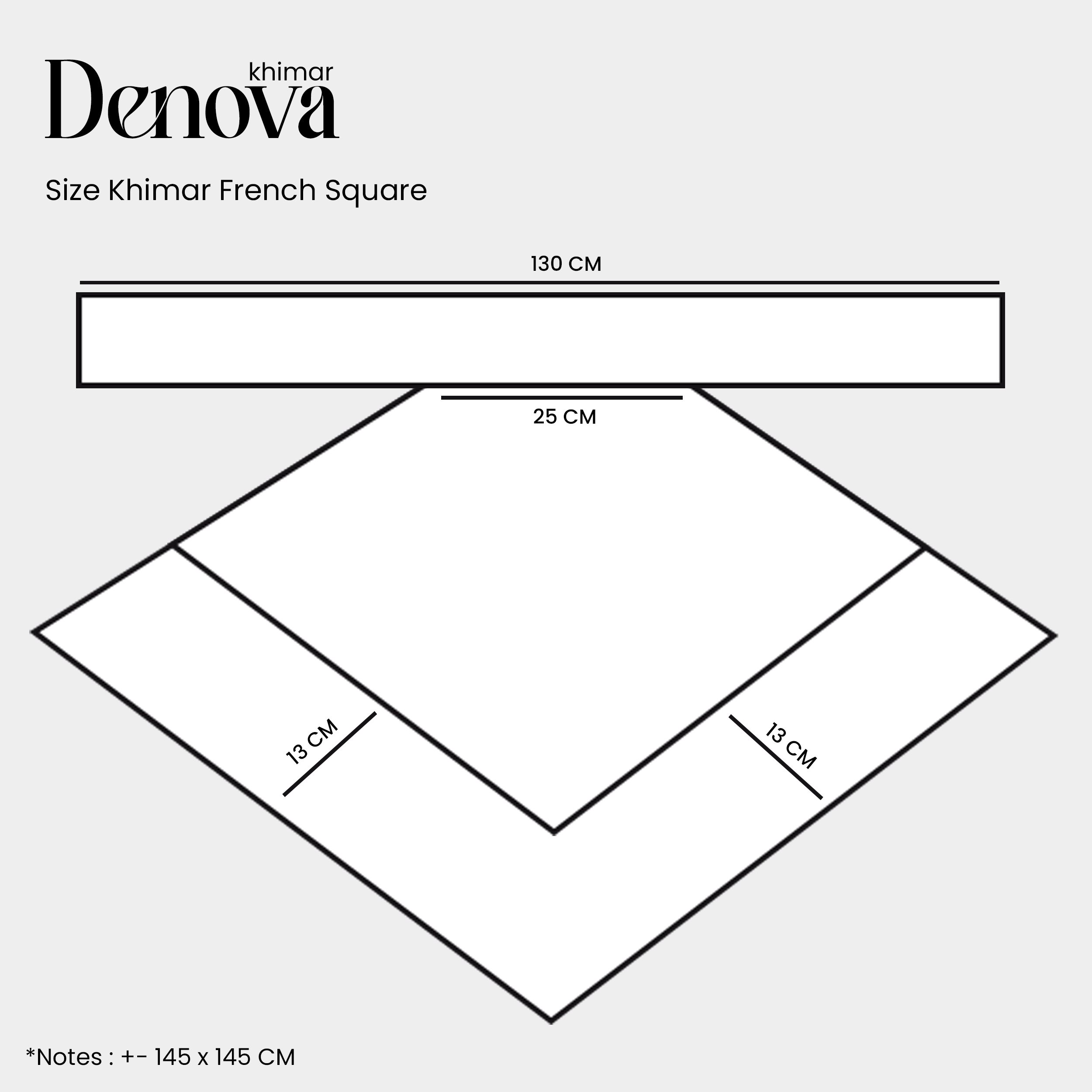 Hijab Almuizz - Denova French Square Khimar Bandana Semi instan Syar'i Chiffon Airtech
