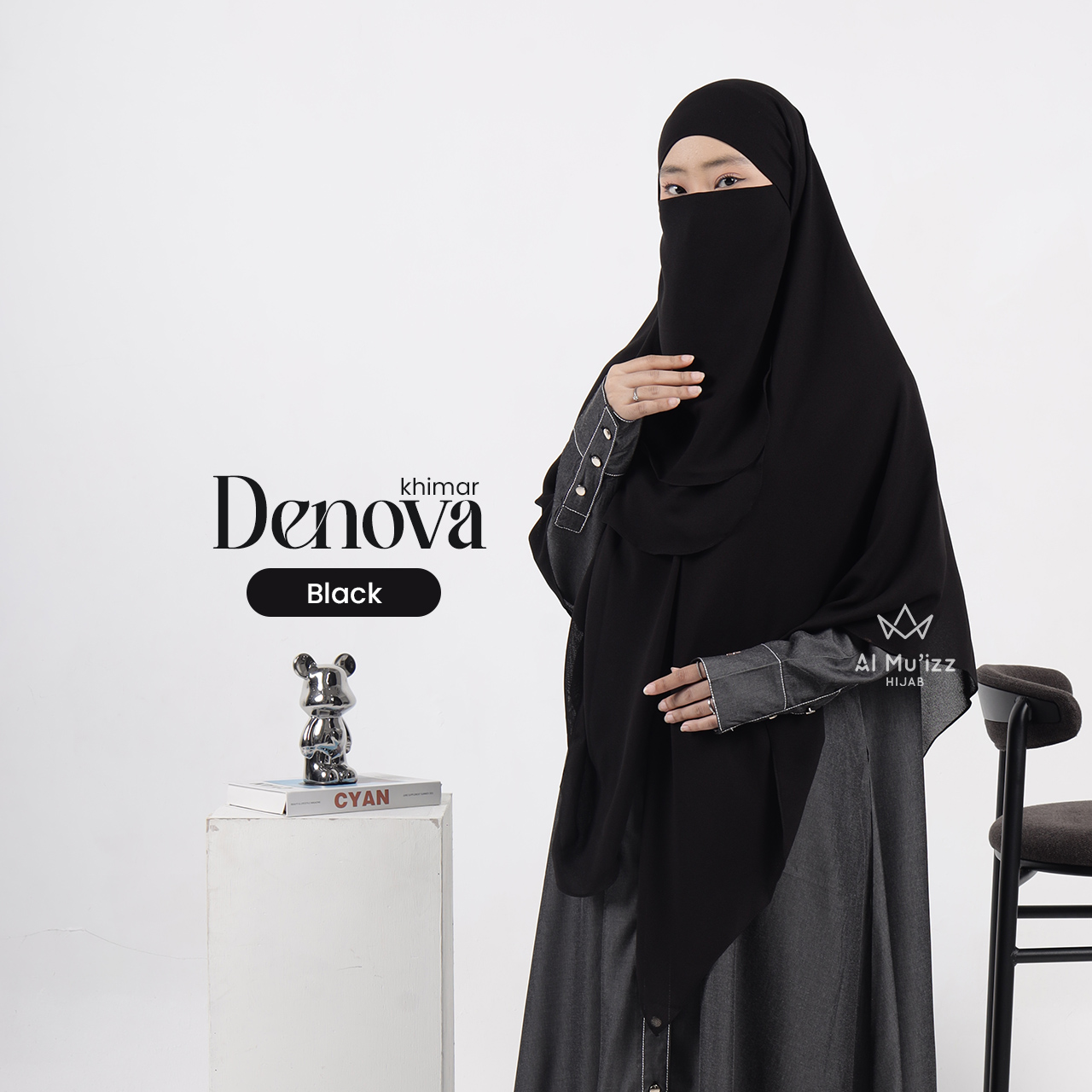Hijab Almuizz - Denova French Square Khimar Bandana Semi instan Syar'i Chiffon Airtech