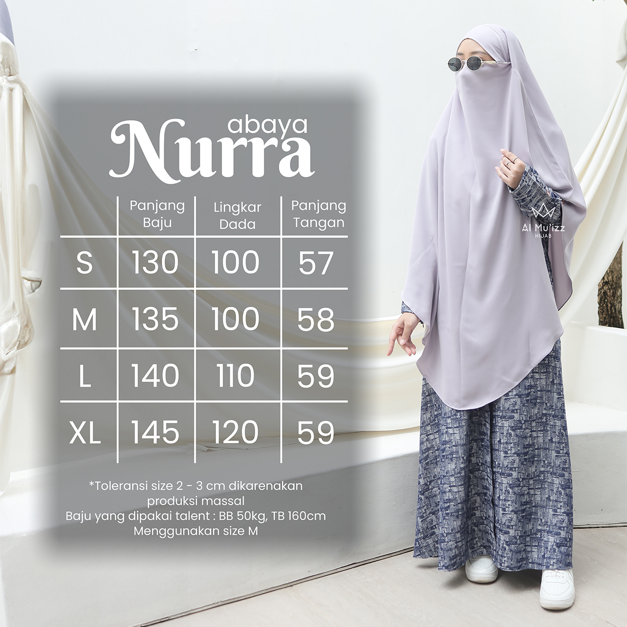 Hijab Almuizz - Nurra Abaya Gamis Atasan Blouse Motif Abstrak Bahan Semi Natural Fabric (Abaya Only)
