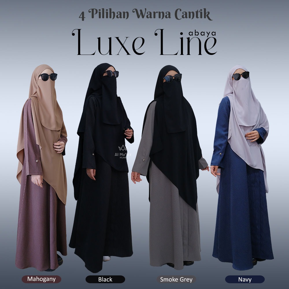 Hijab Almuizz - Luxe Line Abaya dress Gamis Stripe Motif Salur Vertikal (Abaya Only)
