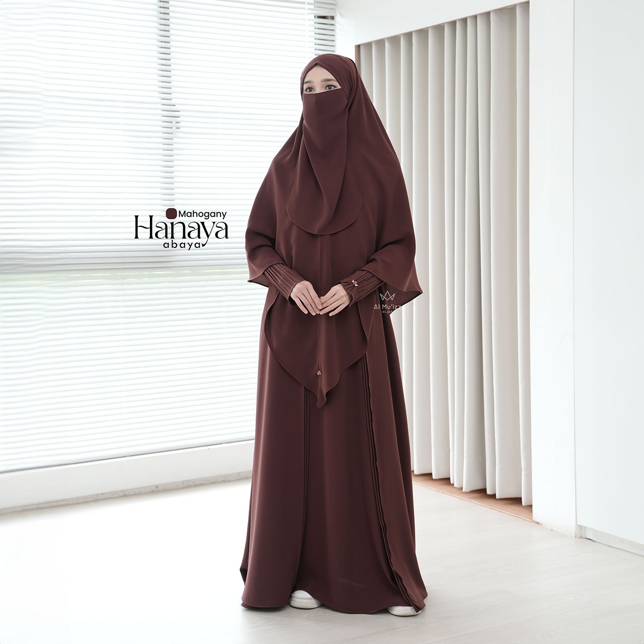 Hijab Almuizz - Hanaya Abaya Dress Gamis 2 in 1 lengan Plisket Lebaran 2026 (Abaya Only)
