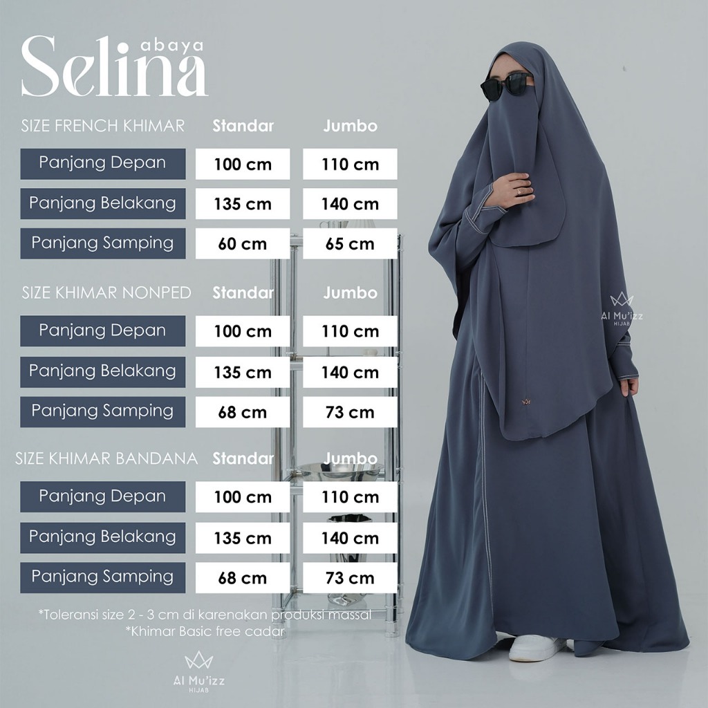 Hijab Almuizz - Selina French Khimar Semi Instan Basic Nonped Only Free Cadar (Khimar Only)