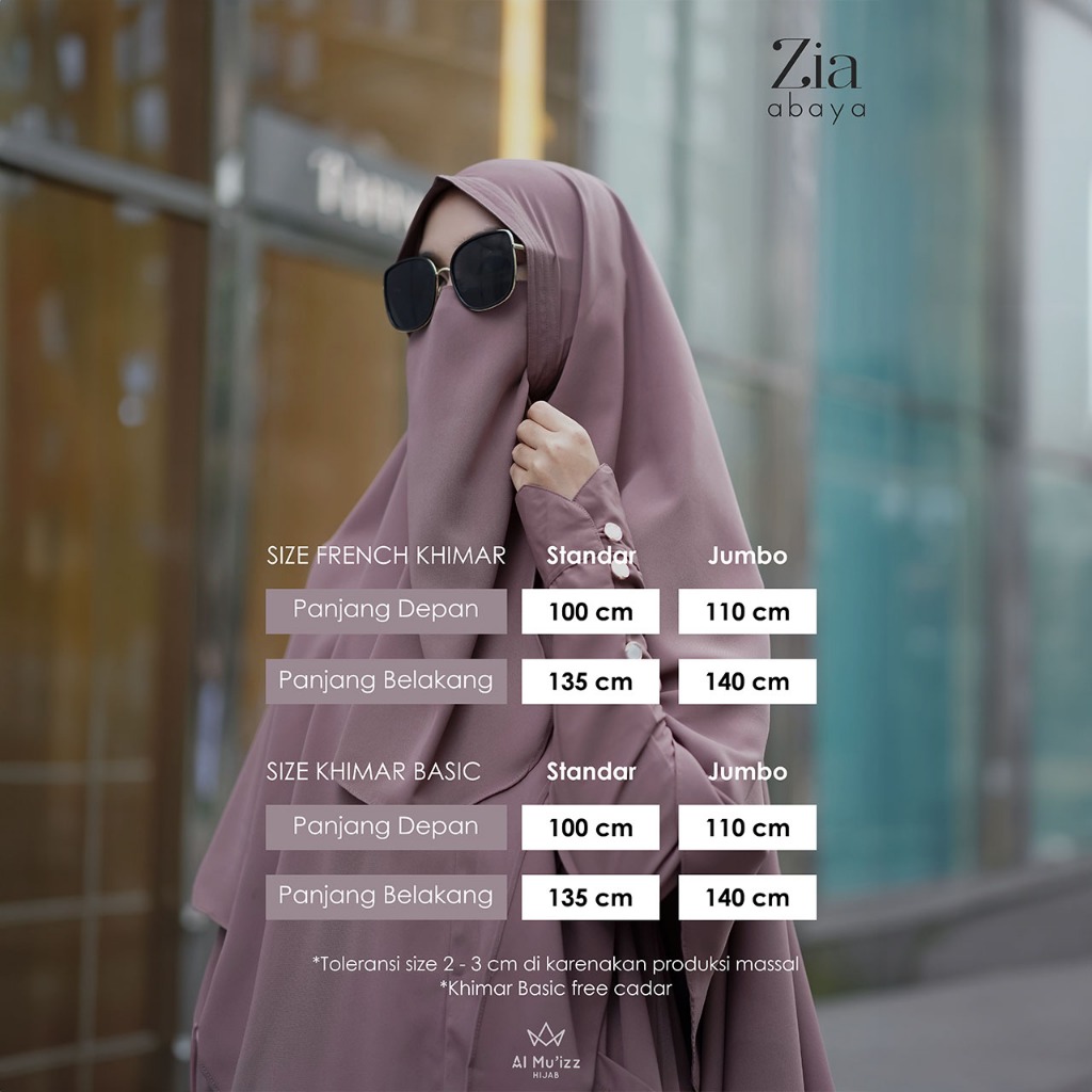 Hijab Almuizz - Zia French Khimar Nonped Hijab Instan Syari