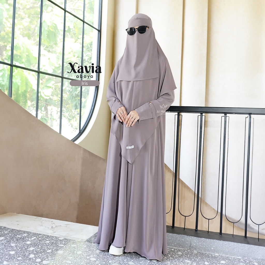 Hijab Almuizz - Xavia Abaya Dress Gamis Polos Syari Outfit Umroh Haji (ABAYA ONLY)