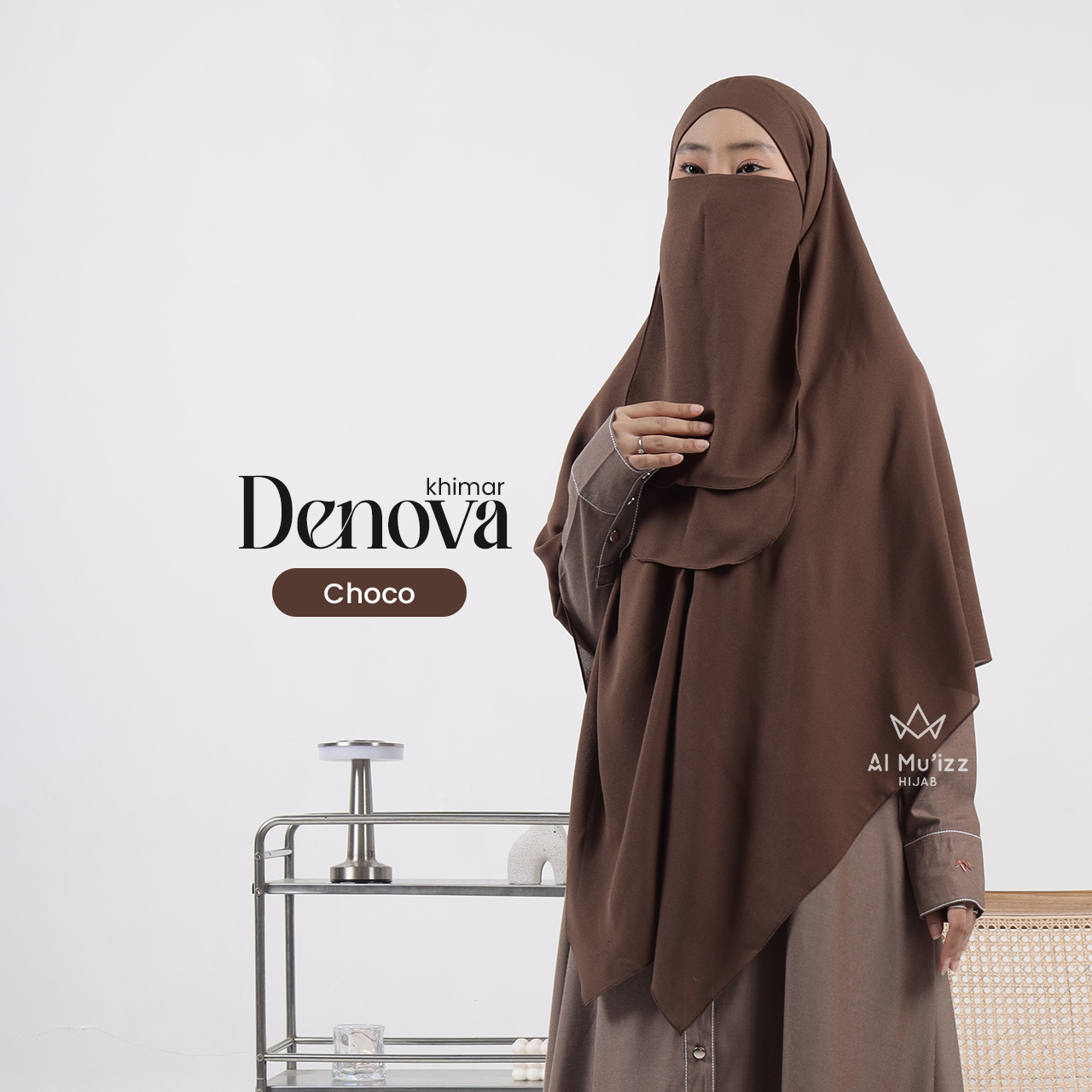 Hijab Almuizz - Denova French Square Khimar Bandana Semi instan Syar'i Chiffon Airtech