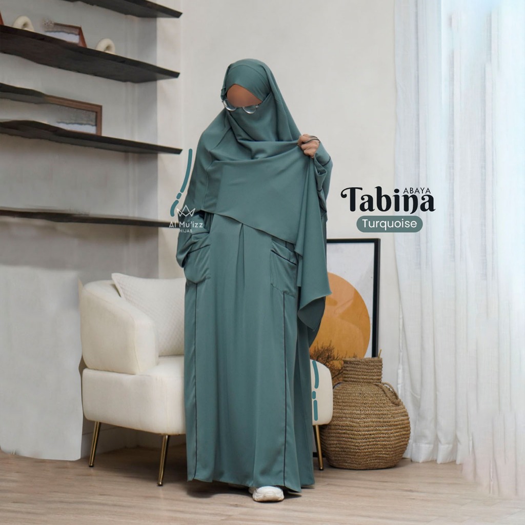 Hijab Almuizz - Tabina Abaya Dress Gamis Polos Syari Outfit Umroh Haji (ABAYA ONLY)