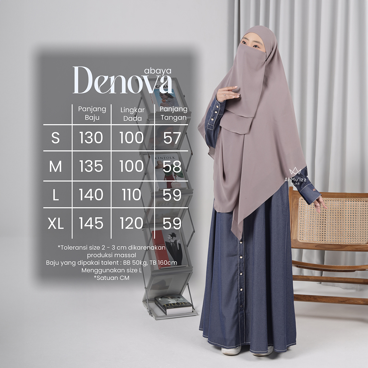 Hijab Almuizz - Denova Abaya Dress Gamis Elegan (Abaya Only)