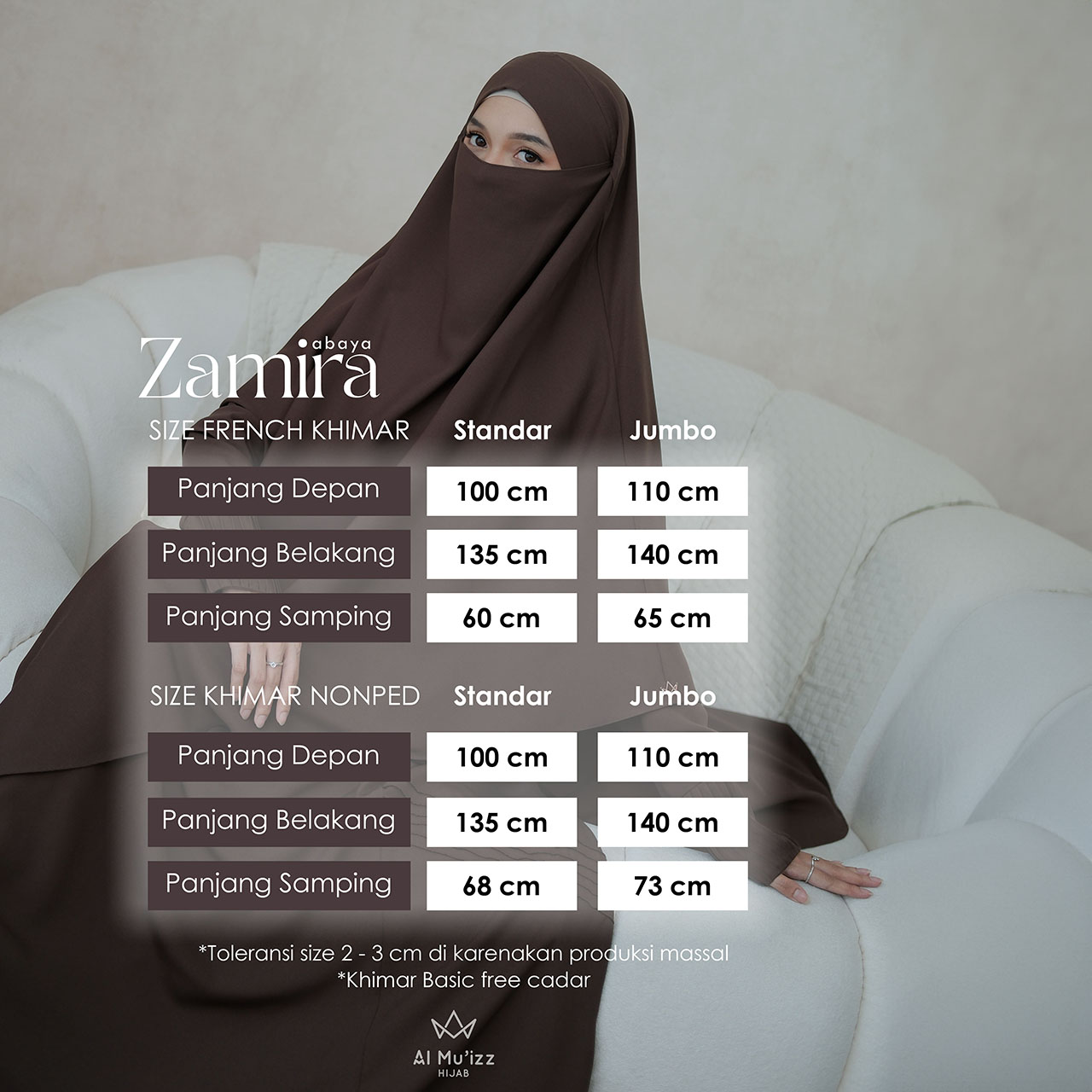Hijab Almuizz - Zamira French Khimar Nonped Hijab Instan Syari
