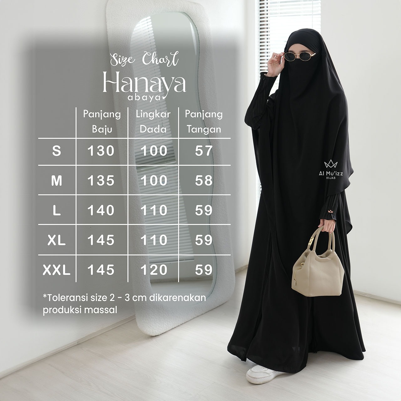 Hijab Almuizz - Hanaya Abaya Dress Gamis 2 in 1 lengan Plisket Lebaran 2026 (Abaya Only)