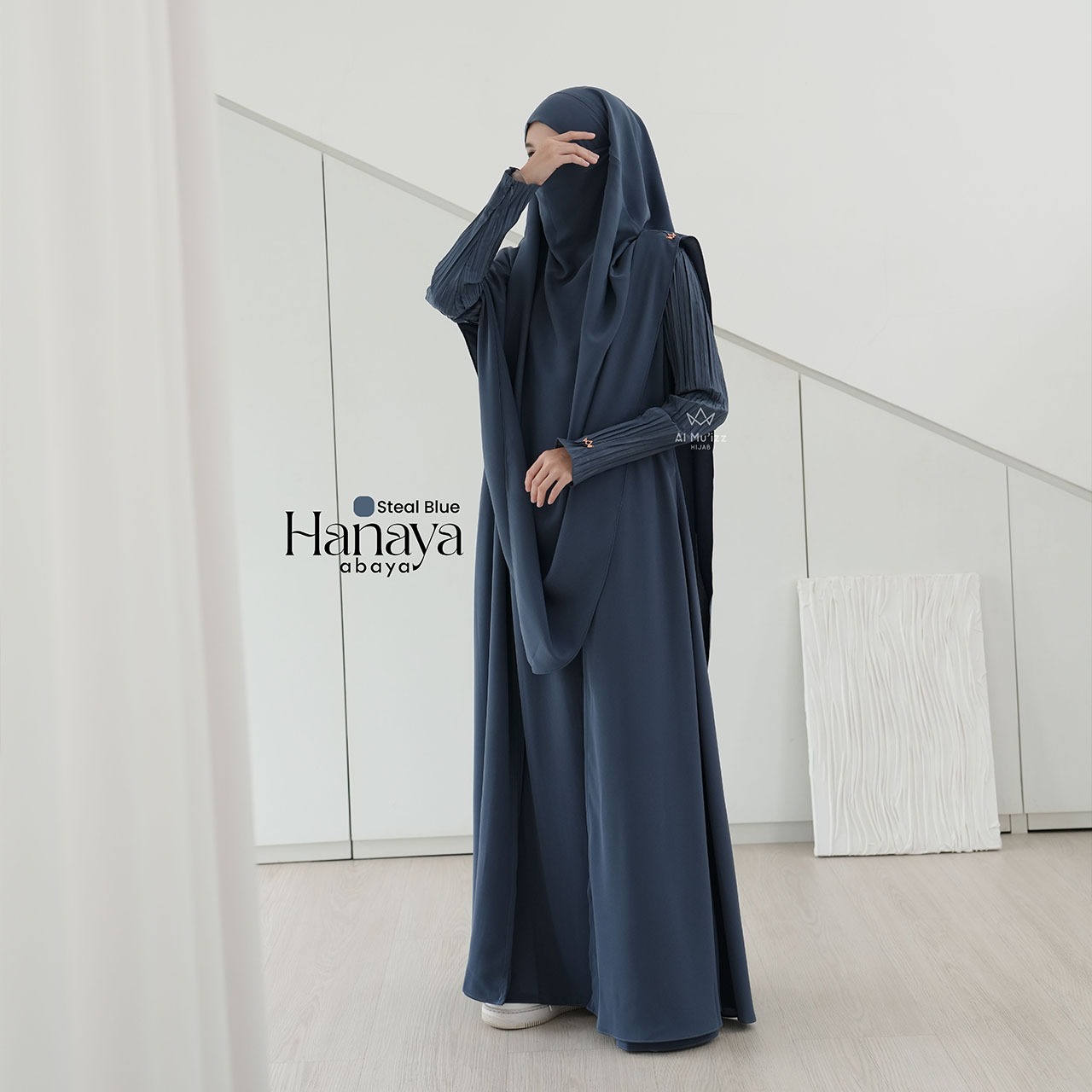 Hijab Almuizz - Hanaya Abaya Dress Gamis 2 in 1 lengan Plisket Lebaran 2026 (Abaya Only)