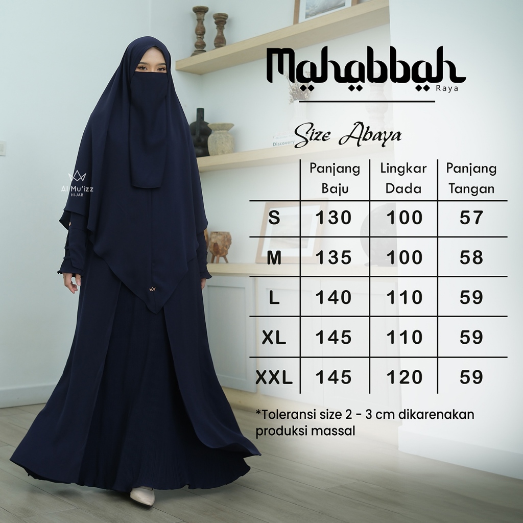 Hijab Almuizz - Mahabbah Mom Abaya Dress Gamis Polos Syari Outfit Umroh Haji (ABAYA ONLY)
