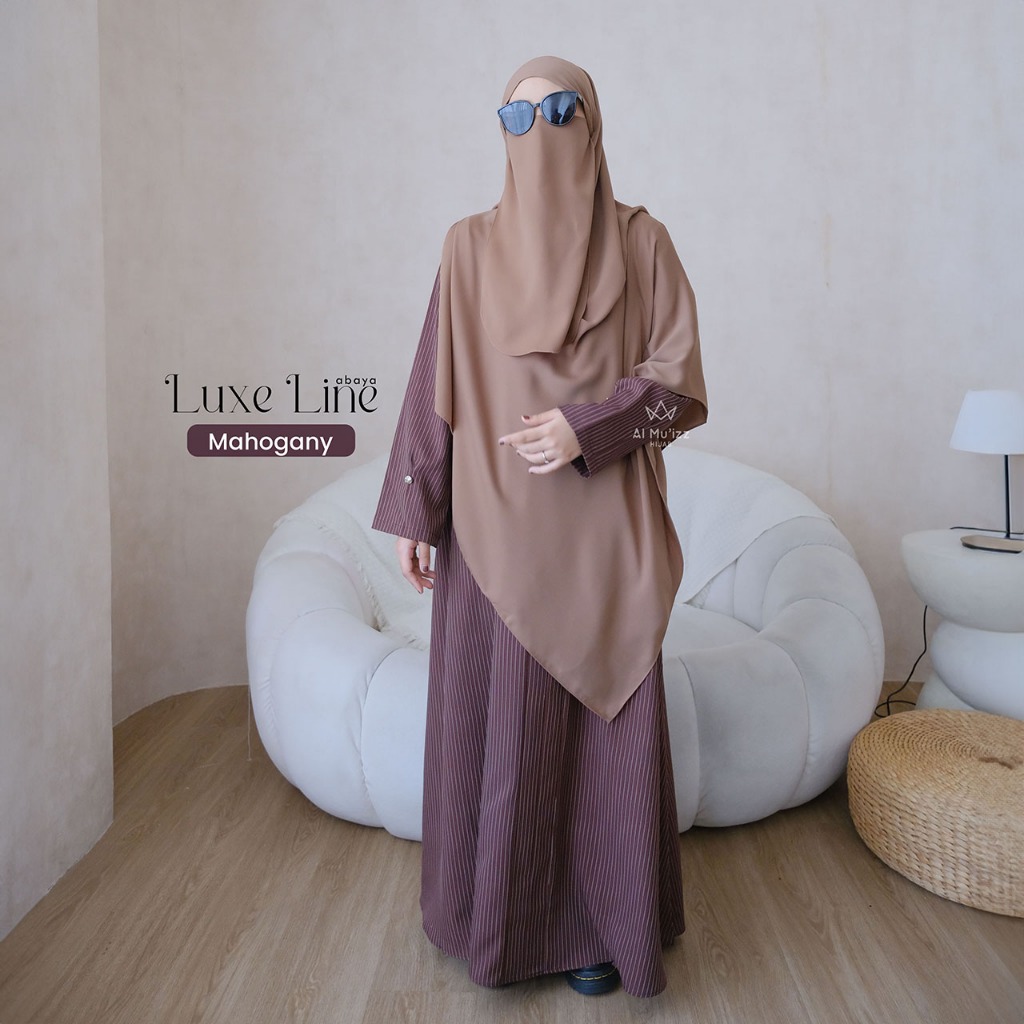 Hijab Almuizz - Luxe Line Abaya dress Gamis Stripe Motif Salur Vertikal (Abaya Only)