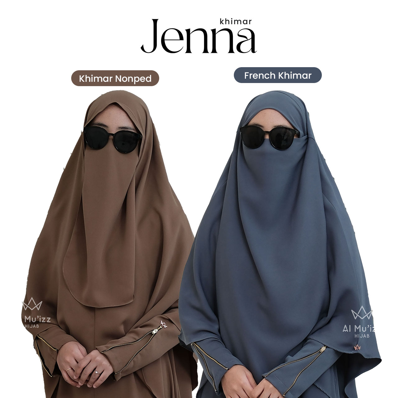 Hijab Almuizz - Jenna French Khimar Jumbo Hijab Instan Free Cadar