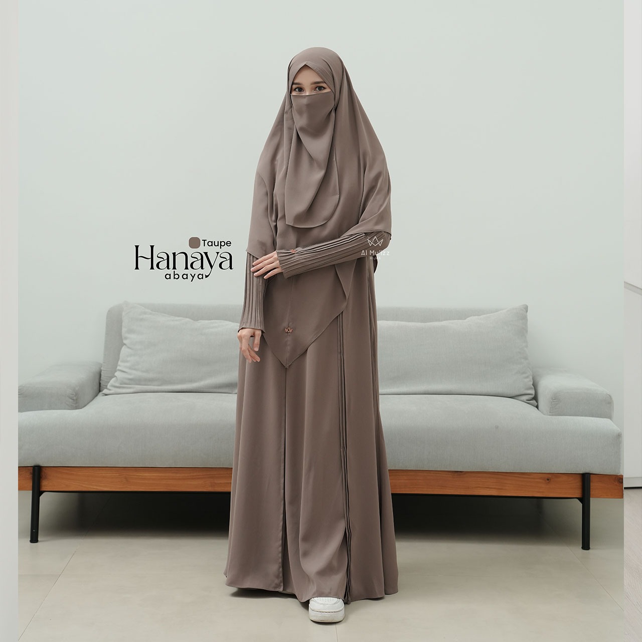 Hijab Almuizz - Hanaya Abaya Dress Gamis 2 in 1 lengan Plisket Lebaran 2026 (Abaya Only)