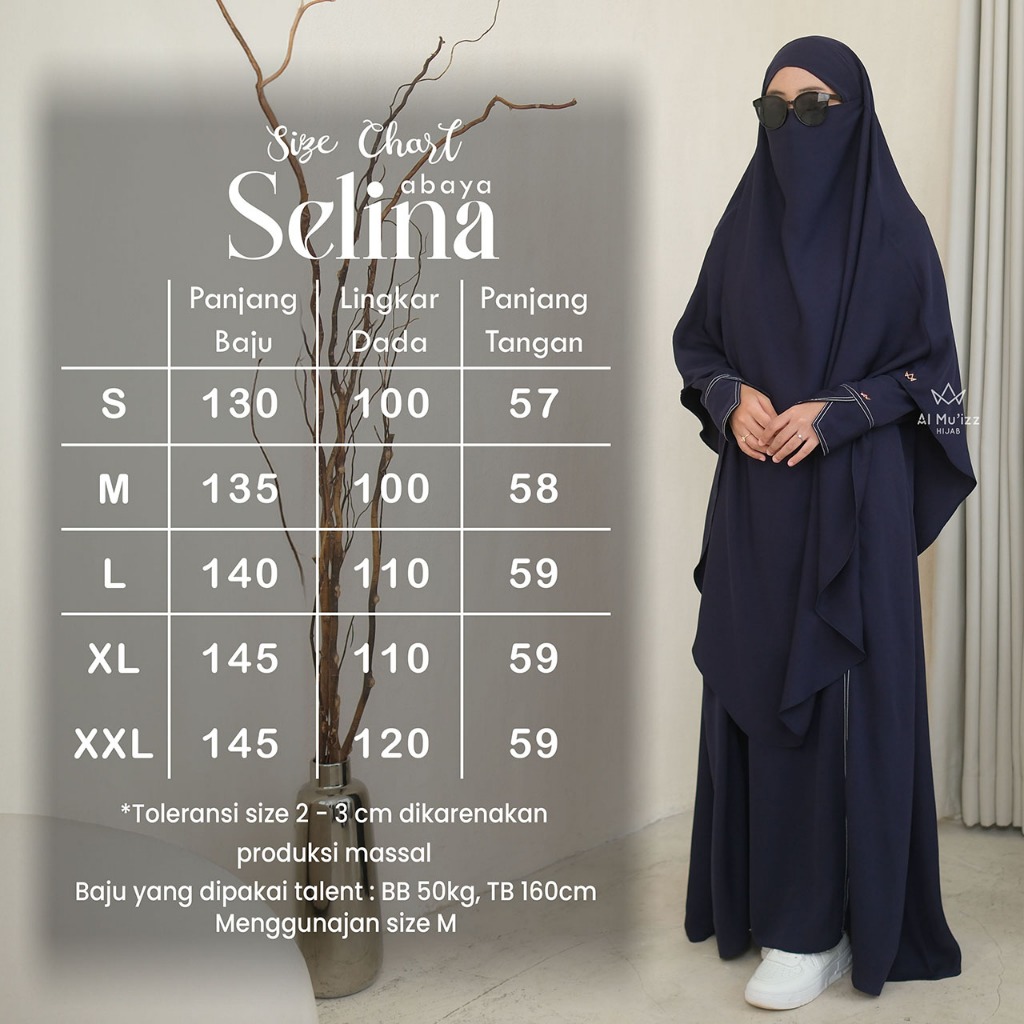Hijab Almuizz - Selina Abaya Gamis Dress List Benang Smoke Umroh Haji (Abaya Only)