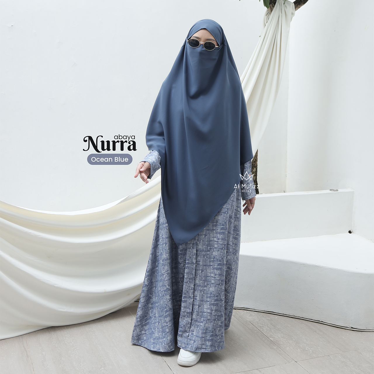 Hijab Almuizz - Nurra Abaya Gamis Atasan Blouse Motif Abstrak Bahan Semi Natural Fabric (Abaya Only)