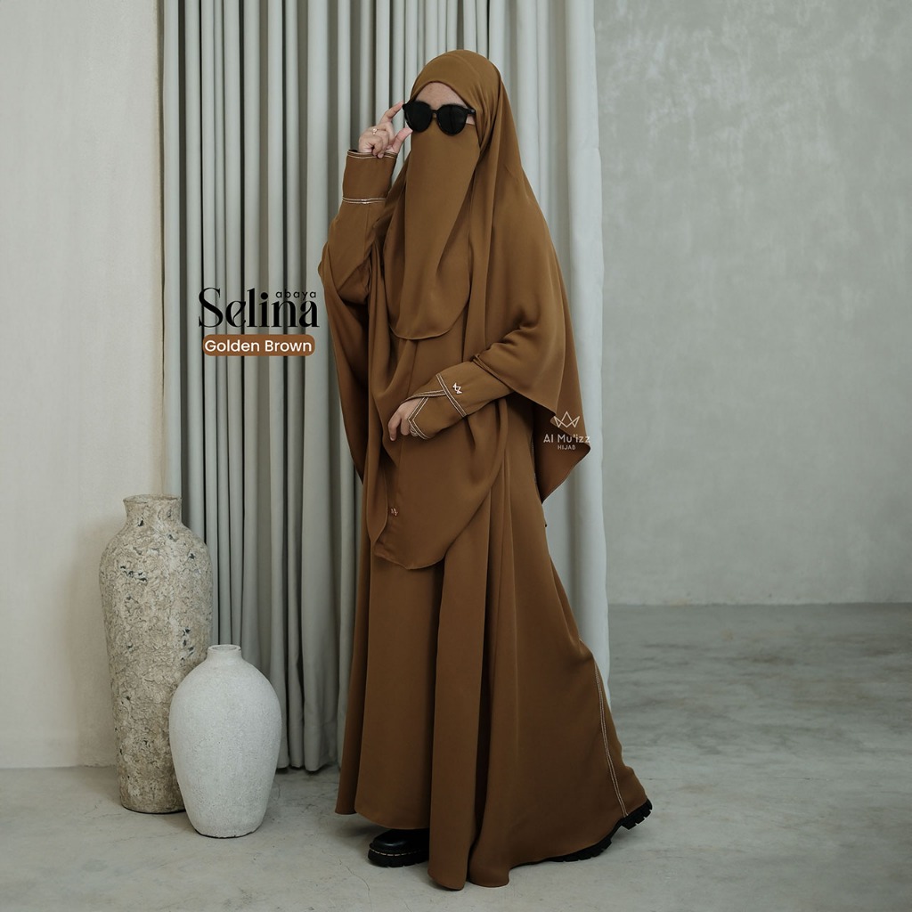 Hijab Almuizz - Selina Abaya Gamis Dress List Benang Smoke Umroh Haji (Abaya Only)