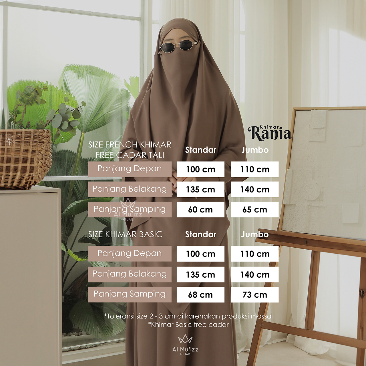 Hijab Almuizz - (FK ONLY) Rania French Khimar Jilbab Cadar Syari Jumbo Anti UV UPF50 ++