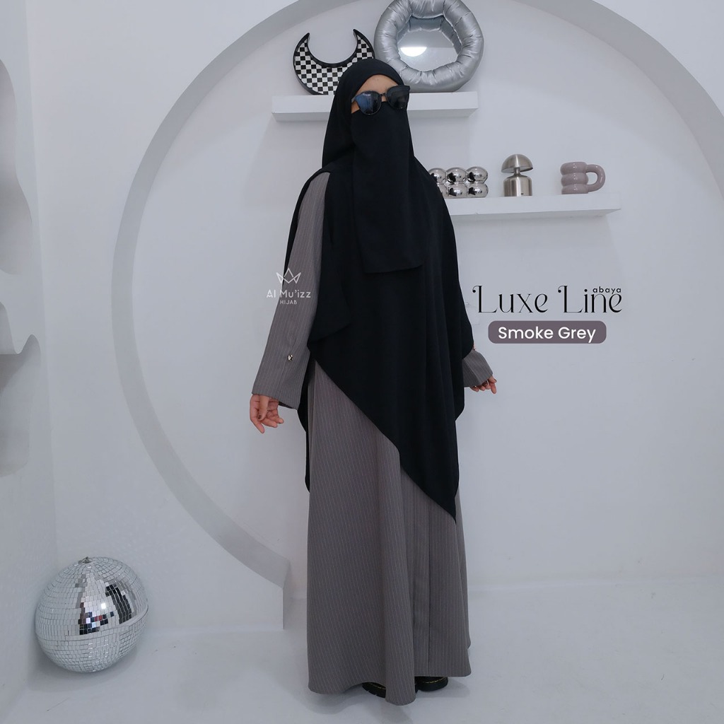 Hijab Almuizz - Luxe Line Abaya dress Gamis Stripe Motif Salur Vertikal (Abaya Only)