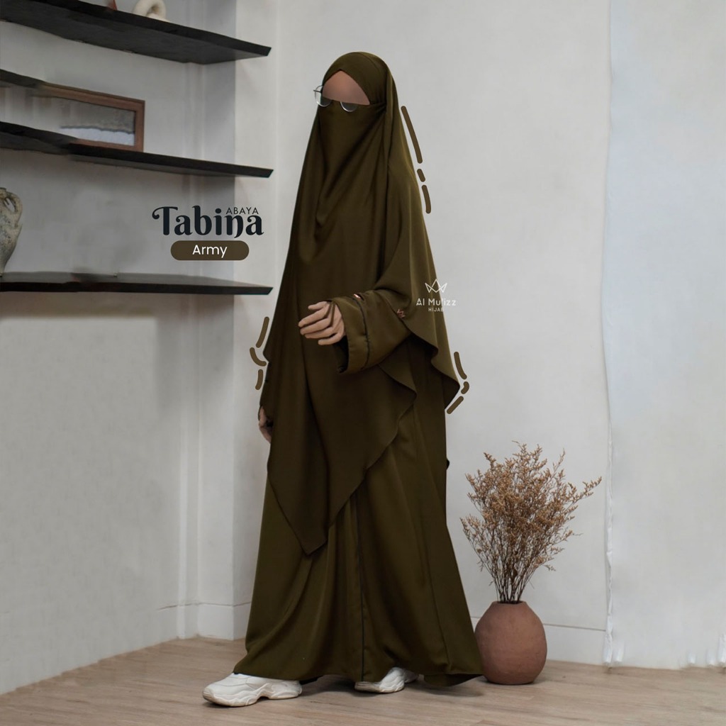 Hijab Almuizz - Tabina Abaya Dress Gamis Polos Syari Outfit Umroh Haji (ABAYA ONLY)
