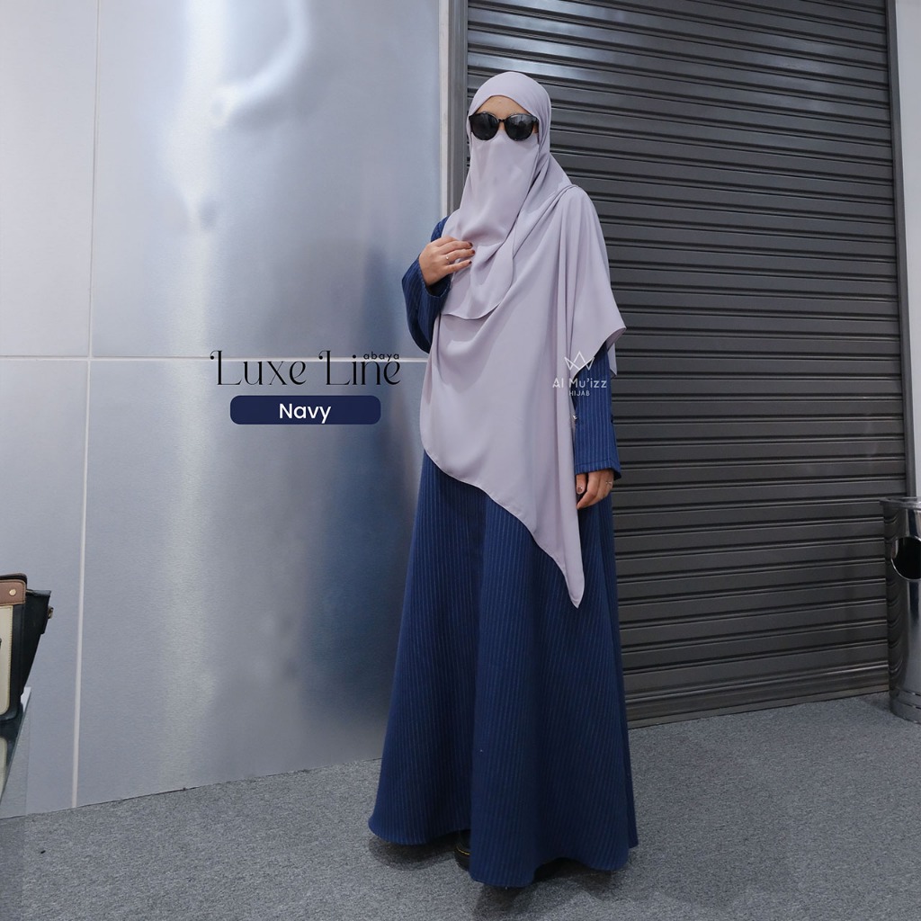 Hijab Almuizz - Luxe Line Abaya dress Gamis Stripe Motif Salur Vertikal (Abaya Only)