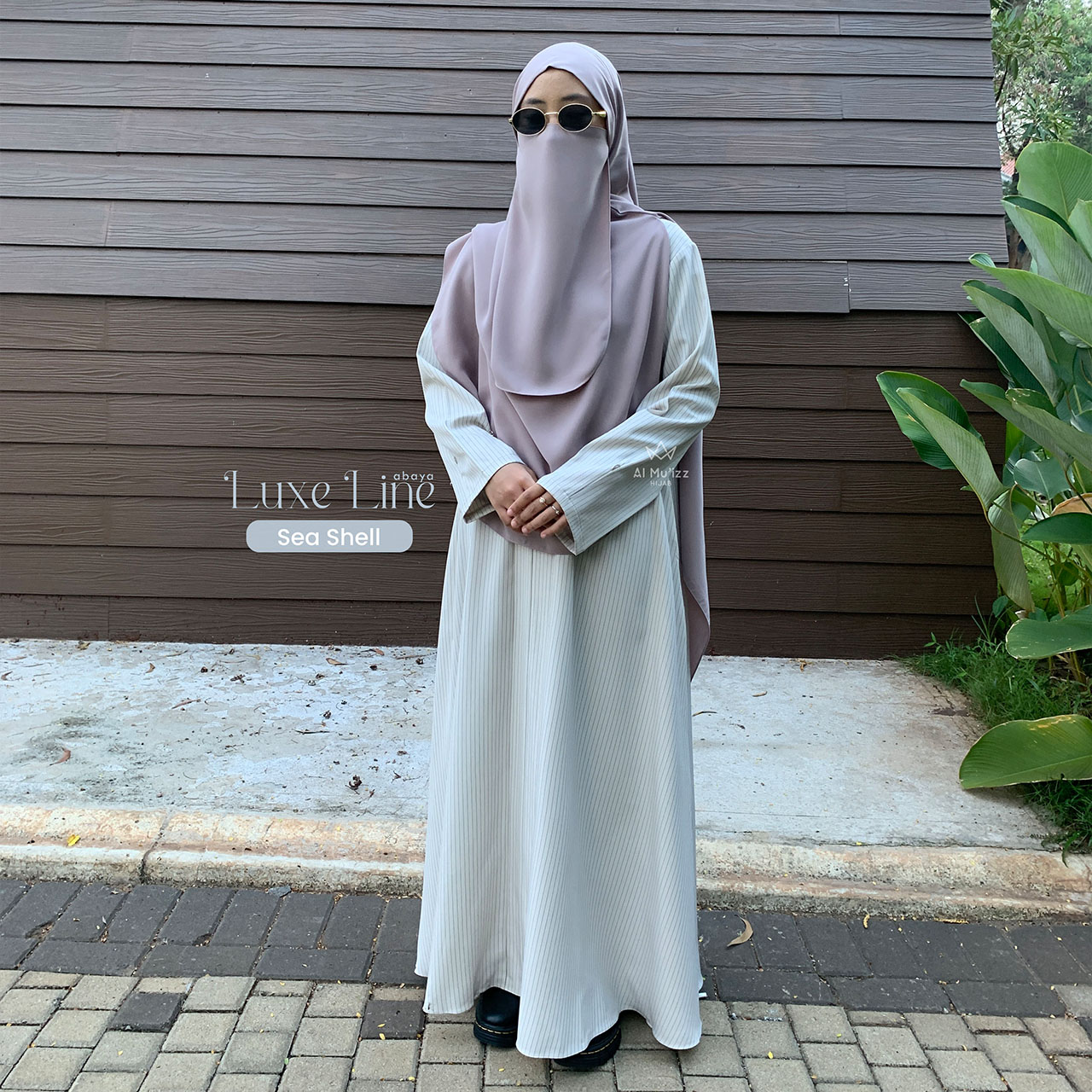 Hijab Almuizz - Luxe Line Abaya dress Gamis Stripe Motif Salur Vertikal (Abaya Only)