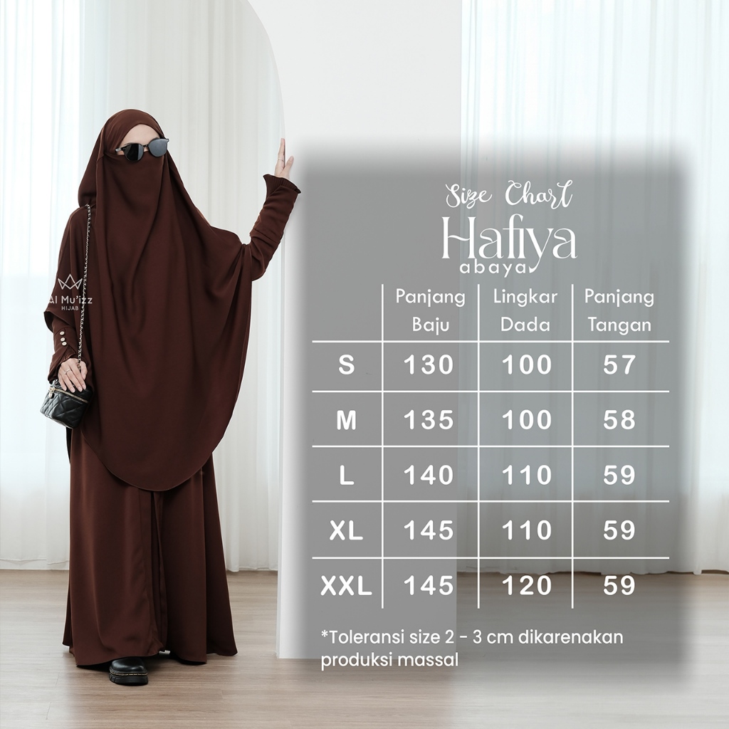 Hijab Almuizz - Hafiya Abaya Dress Gamis 2 in 1 Outfit Umroh Haji Lengan Plisket (Abaya Only)