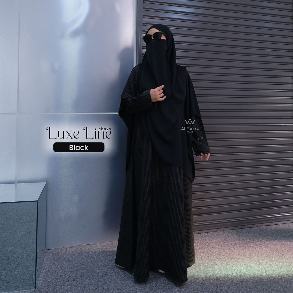 Hijab Almuizz - Luxe Line Abaya dress Gamis Stripe Motif Salur Vertikal (Abaya Only)