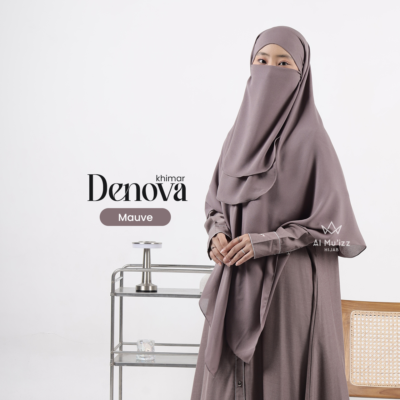 Hijab Almuizz - Denova French Square Khimar Bandana Semi instan Syar'i Chiffon Airtech