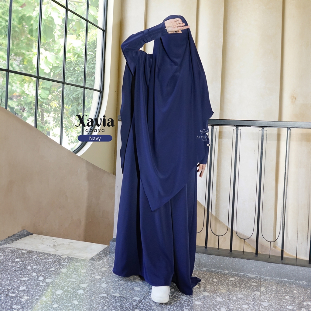 Hijab Almuizz - Xavia Abaya Dress Gamis Polos Syari Outfit Umroh Haji (ABAYA ONLY)