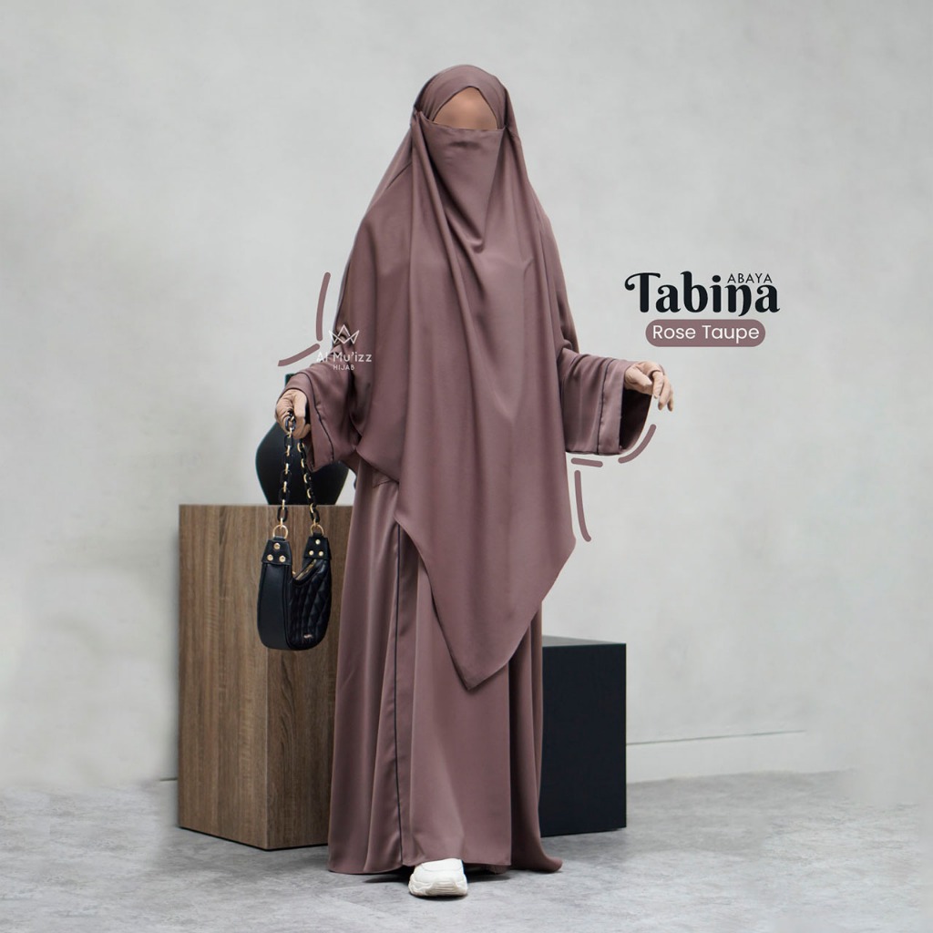Hijab Almuizz - Tabina Abaya Dress Gamis Polos Syari Outfit Umroh Haji (ABAYA ONLY)
