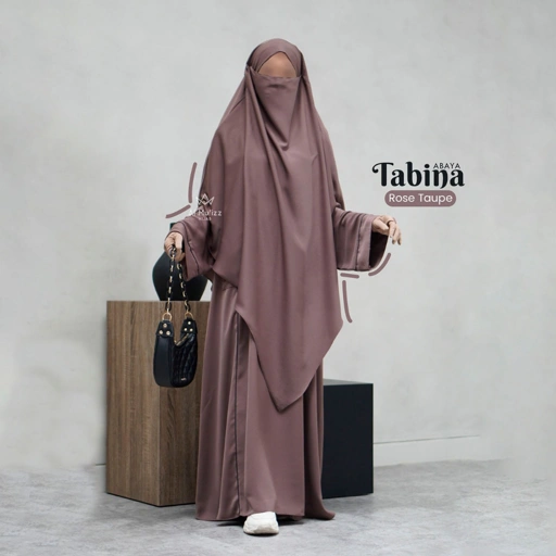 Image of Hijab Almuizz - Tabina Abaya Dress Gamis Polos Syari Outfit Umroh Haji (ABAYA ONLY)