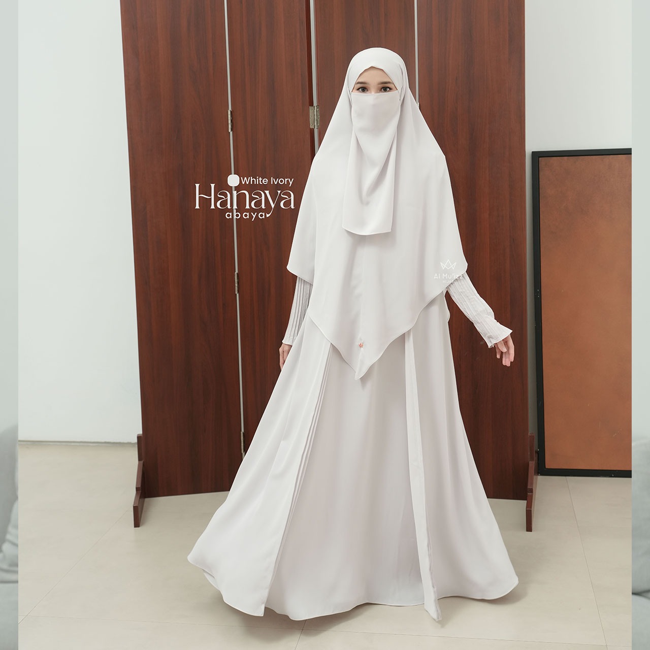 Hijab Almuizz - Hanaya Abaya Dress Gamis 2 in 1 lengan Plisket Lebaran 2026 (Abaya Only)