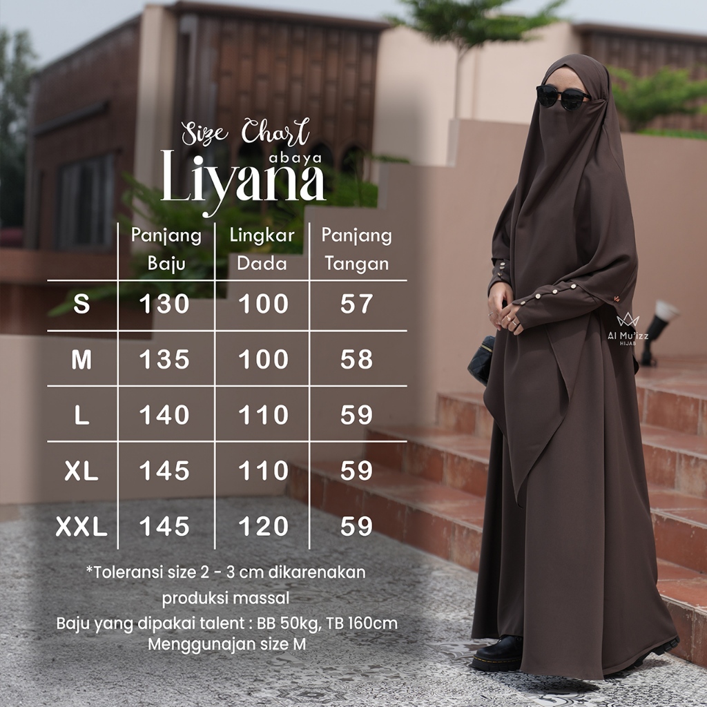 Hijab Almuizz - Liyana Abaya Gamis Dress Lengan tangan Kancing Busui Umroh Haji (Abaya Only)