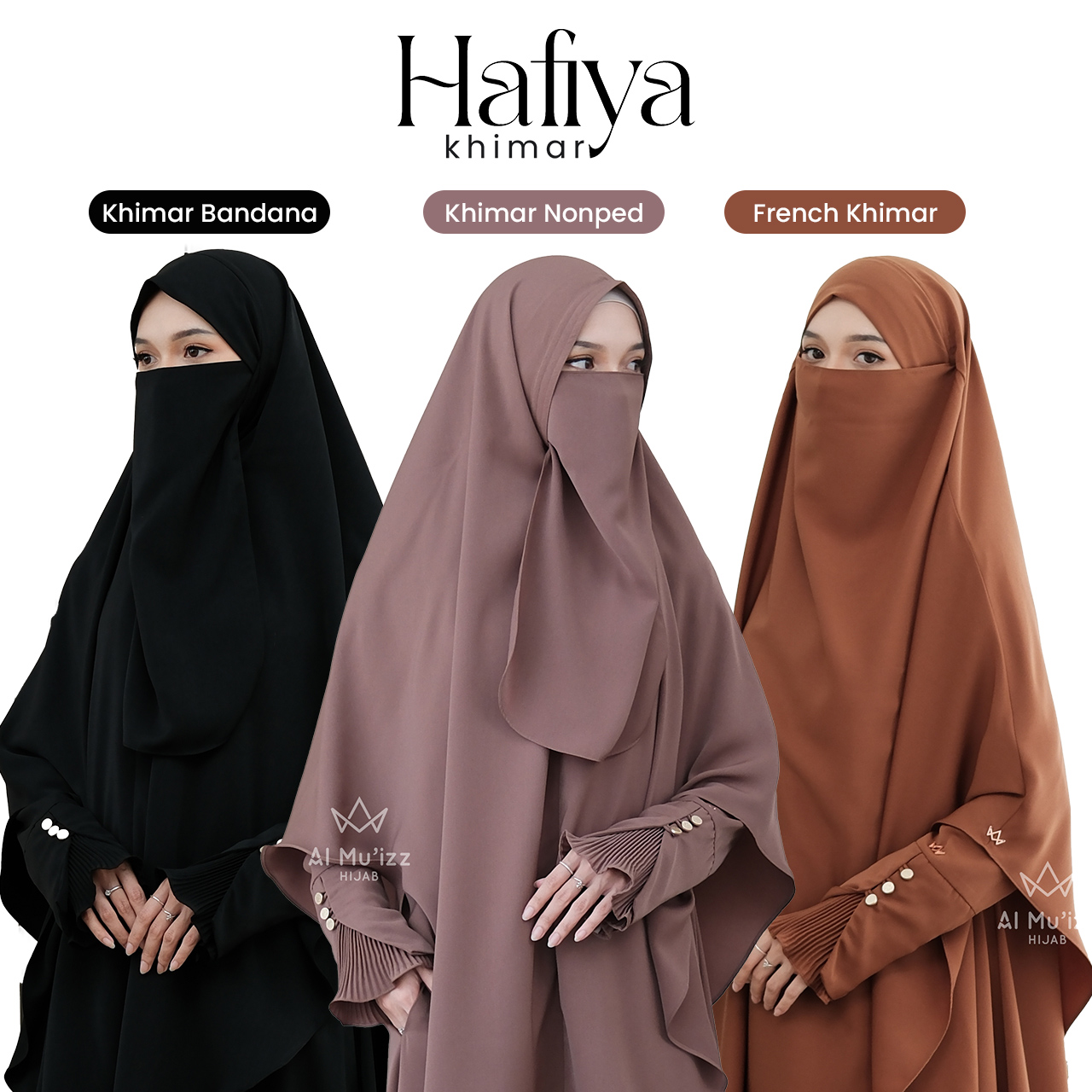 Hijab Almuizz - Hafiya Khimar Bandana French Khimar Non Ped Free Cadar Tali